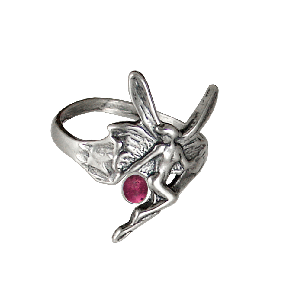 Sterling Silver Fairy Ring With Pink Tourmaline Size 10